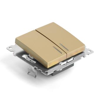 Выключатель 2-кл 10А С/У с индикатором Золото Катрин
