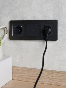 Розетка 1-м 16А С/У З/К со шторками+USB А+А 3,1А Графит Brite