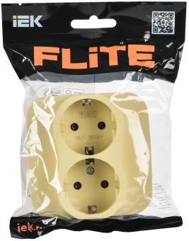 Розетка 2-м 16А С/У З/К со шторками Б/К тип 1 Навахо FLITE