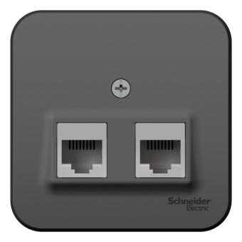 Розетка RJ45+RJ45 кат.5Е О/У изолирующая пластина Антрацит Blanca