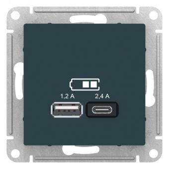 Розетка USB A+С, 5В/2,4 А, 2х5В/1,2 А, механизм, ИЗУМРУД ATLASDESIGN