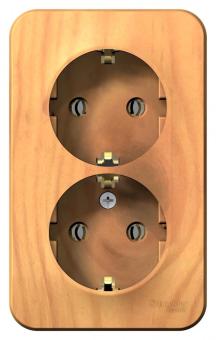 Розетка 2-м 16А О/У З/К изолирующая пластина Ясень Blanca