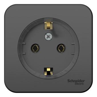 Розетка 1-м 16А О/У З/К с кольцом изолирующая пластина Антрацит Blanca