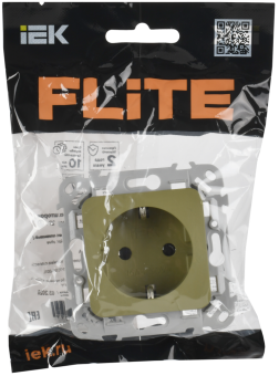 Розетка 1-м 16А С/У З/К Б/К Оливковый FLITE