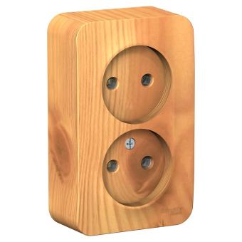 Розетка 2-м 16А О/У изолирующая пластина Ясень Blanca