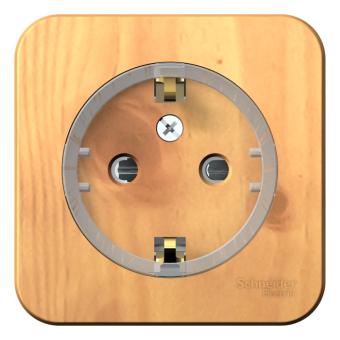 Розетка 1-м 16А О/У З/К со шторками изолирующая пластина Ясень Blanca