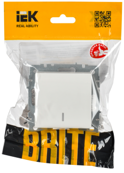 Переключатель 1-кл 10А С/У проходной с индикатором Белый Brite