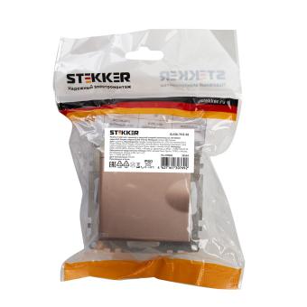 Розетка 1-м 16А С/У З/К со шторками с крышкой IP20 Шампань Катрин