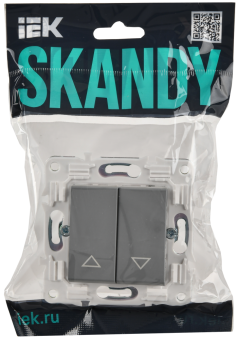 Выключатель 2-кл 10А С/У для жалюзи Серый Skandy