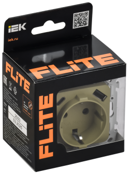 Розетка 1-м 16А С/У З/К со шторками+USB A+С 20Вт Б/К Оливковый FLITE