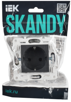 Розетка 1-м 16А С/У З/К со шторками Графит Skandy