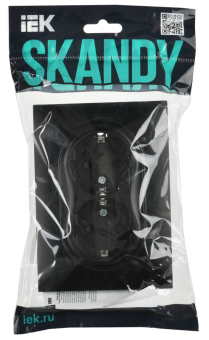 Розетка 2-м 16А С/У З/К со шторками в сборе Черный Skandy
