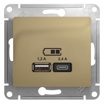 Розетка USB А+С 5В 2,4А С/У Титан Glossa