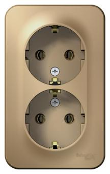 Розетка 2-м 16А О/У З/К изолирующая пластина Титан Blanca