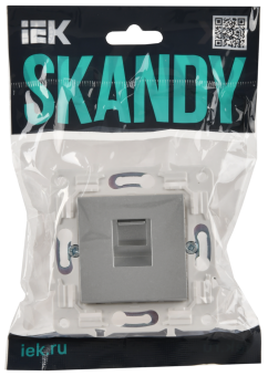 Розетка RJ45 кат.5Е С/У Серебряный Skandy