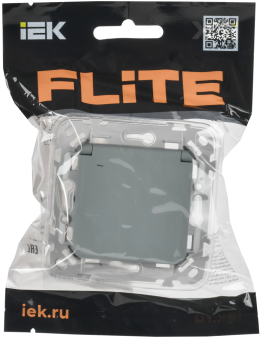 Розетка 1-м 16А С/У З/К со шторками с крышкой IP44 Б/К Серый FLITE
