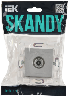 Розетка TV антенна С/У проходная Серебряный Skandy