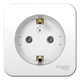 Розетка 1-м 16А О/У З/К с кольцом изолирующая пластина Белый Blanca