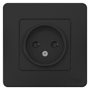 Розетка 1-м 16А С/У со шторками Антрацит Blanca