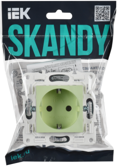 Розетка 1-м 16А С/У З/К Мятный Skandy