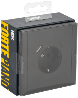 Розетка 1-м 16А С/У З/К со шторками+USB A+С 18Вт винтовое крепление Металл черный Forte&Piano