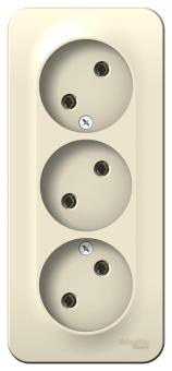 Розетка 3-м 16А О/У изолирующая пластина Молочный Blanca