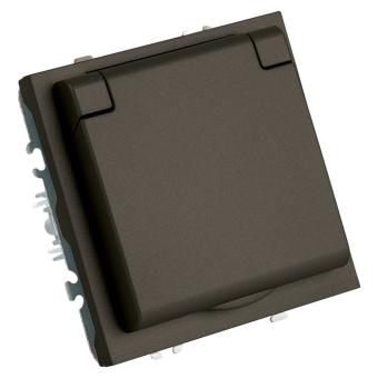 Розетка 1-м 16А С/У З/К со шторками с крышкой IP42 Антрацит Эмили