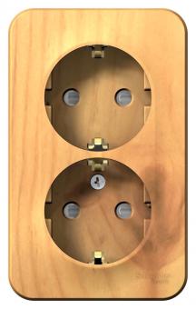 Розетка 2-м 16А О/У З/К со шторками изолирующая пластина Ясень Blanca