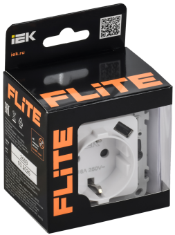 Розетка 1-м 16А С/У З/К со шторками+USB A+С 20Вт Б/К Белый FLITE