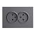 Розетка 2-м 16А С/У со шторками Платиново-серый Эмили
