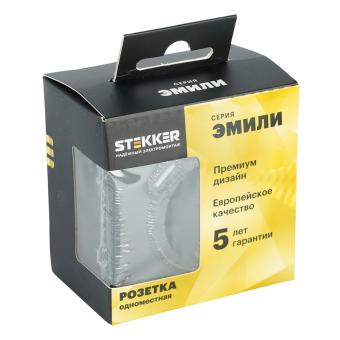 Розетка 1-м 16А С/У З/К со шторками+USB + Type C Черный уголь Эмили