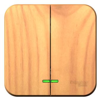 Выключатель 2-кл 10А О/У с индикатором изолирующая пластина Ясень Blanca