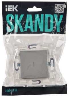 Выключатель 1-кл 10А С/У с индикатором Серебряный Skandy