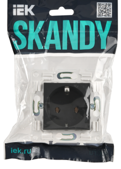Розетка 1-м 16А С/У З/К Графит Skandy