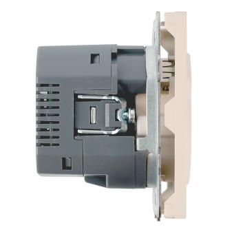 Розетка 1-м 16А С/У З/К со шторками+USB + Type C Кашемир Эмили