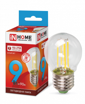 Лампа светодиодная LED-ШАР-deco 7Вт 230В Е27 4000К 810Лм прозрачная IN HOME