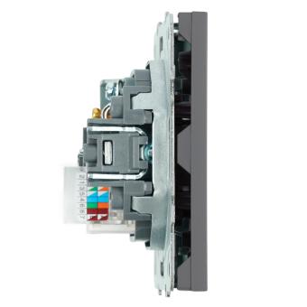 Розетка TV антенна + RJ-45 С/У Платиново-серый Эмили