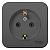 Розетка 1-м 16А О/У З/К с кольцом изолирующая пластина Антрацит Blanca