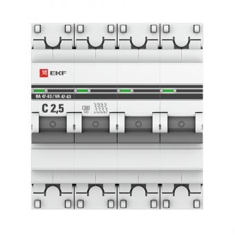 Автоматический выключатель 4P  2,5А (C) 4,5kA ВА 47-63 EKF PROxima