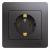 Розетка 1-м 16А С/У З/К в сборе с рамкой Графит Glossa Розетка 1-м 16А С/У З/К в сборе с рамкой Графит Glossa