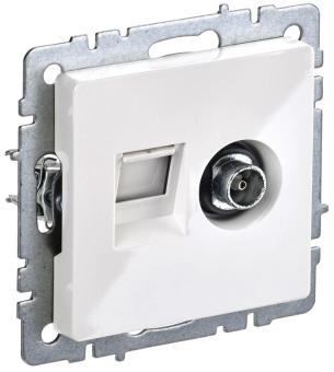 Розетка TV антенна + RJ45 кат.5E С/У Белый Brite