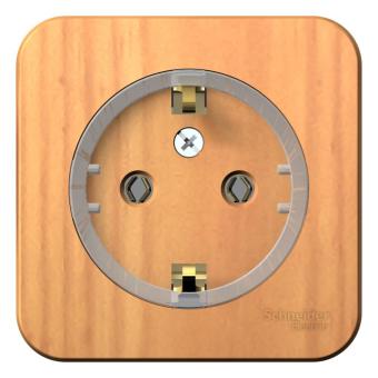 Розетка 1-м 16А О/У З/К с кольцом изолирующая пластина Ясень Blanca