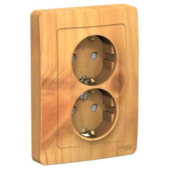 Розетка 2-м 16А С/У З/К со шторками Ясень Blanca