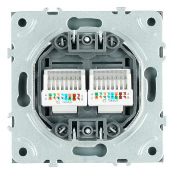 Розетка RJ45+RJ45 С/У Платиново-серый Эмили