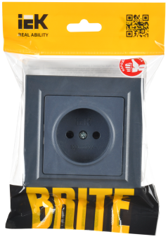 Розетка 1-м 10А С/У в сборе Маренго Brite