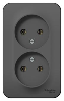 Розетка 2-м 16А О/У изолирующая пластина Антрацит Blanca