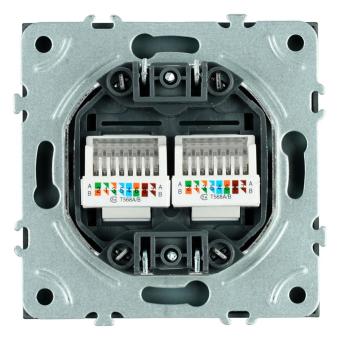 Розетка RJ45+RJ45 С/У Черный уголь Эмили