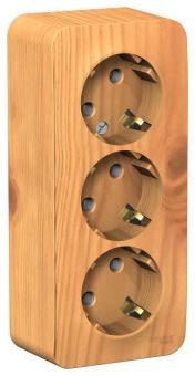 Розетка 3-м 16А О/У З/К изолирующая пластина Ясень Blanca