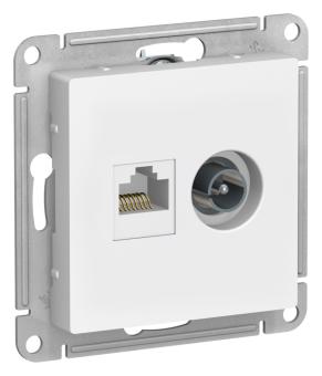 Розетка TV антенна + RJ45 кат.5E С/У Лотос AtlasDesign