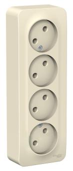 Розетка 4-м 16А О/У изолирующая пластина Молочный Blanca